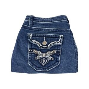 VGS‎ Denim Shorts Women 12 Blue Embellished Pocket Cuffed Stretch VGS-59318A
